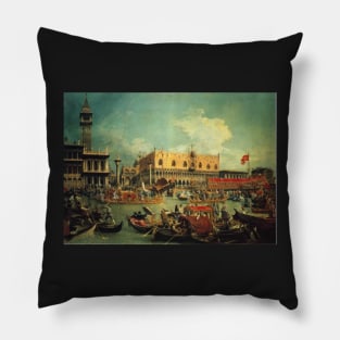 the bucintgoro by the molo on ascension day 1729 - Canaletto Pillow