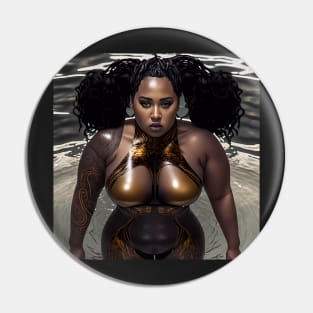 Summer Vibes, Curvy Summer, Curvy and Beautiful Superwoman, Swimmer Athlete. Female are strong. Sticker Pin