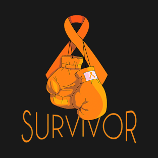 Leukemia Awareness Survivor Orange Ribbon Boxing Gloves T-Shirt