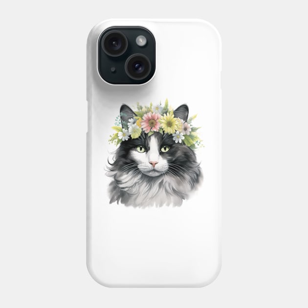 American Curl Cat Flowers Water Color Cat Mom Mother's Day Gift Phone Case by karishmamakeia