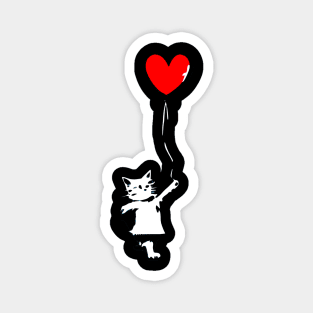 Cat with Balloon - Banksy style Magnet