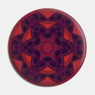 Mosaic Kaleidoscope Flower Purple and Red Pin