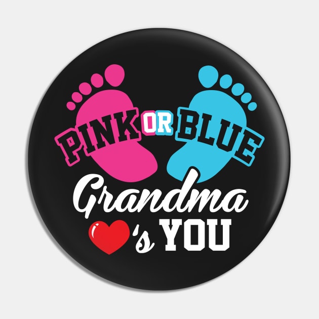 Baby Shower Pink or Blue Grandma Loves You Pregnancy Pin by ghsp