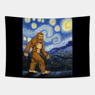 Bigfoot Van Gogh starry night Tapestry