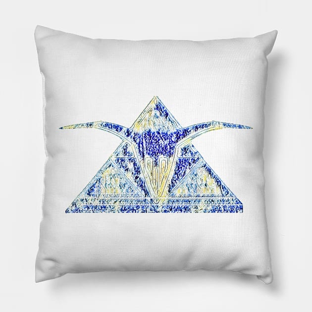TRIFORCE blue horned design Pillow by TriForceDesign