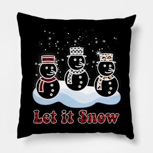 Let It Snow Snowman Winter Scarf Snowflake Pillow