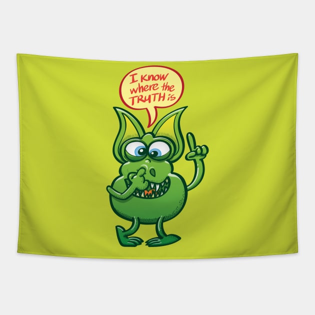 Cool alien revealing us where the truth is by picking his nose Tapestry by zooco