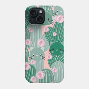 Cute Cat Caktus Pattern Seamless Phone Case