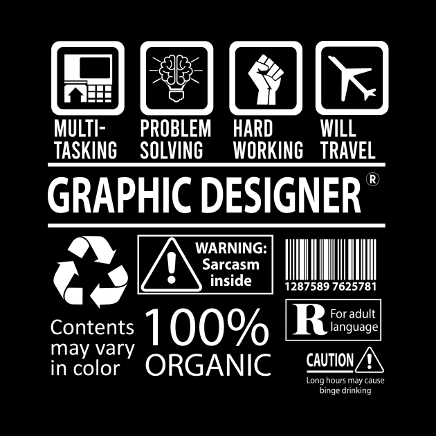 Graphic Designer T Shirt - MultiTasking Certified Job Gift Item Tee by Aquastal