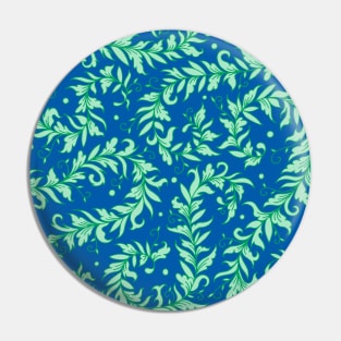 Lacy Leaves Green and Blue Pin