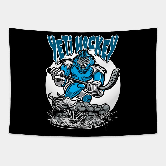 Yeti Hockey Player Mascot Tapestry by eShirtLabs