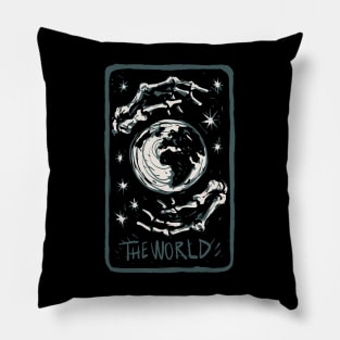 The World Skeleton Skull Tarot Card Pillow