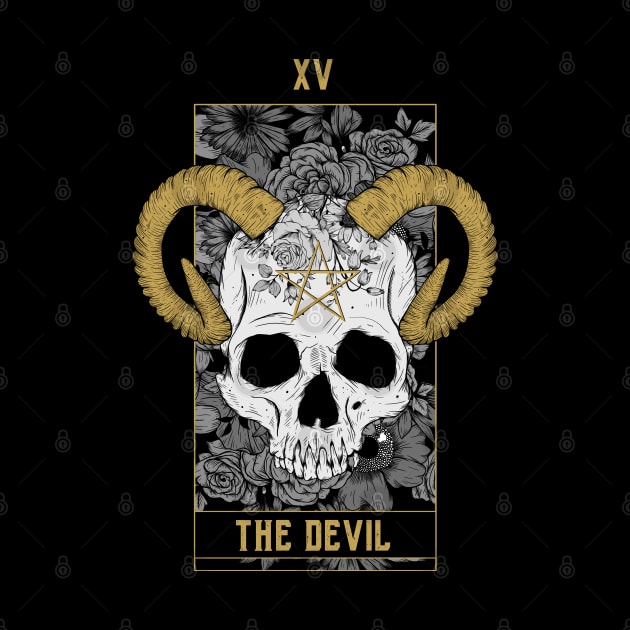 The Devil Tarot Card Skull by Jess Adams