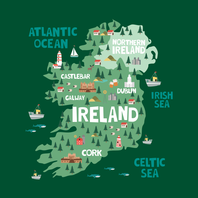 Ireland Illustrated Map by JunkyDotCom
