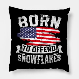 Born To Offend Snowflakes US Flag Funny American Republican Pillow