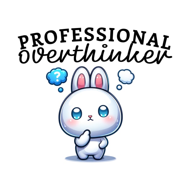Professional overthinker featuring cute bunny Funny Anxiety by Dezinesbyem Designs