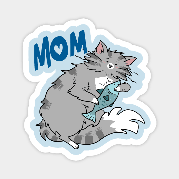 Mom - Gray Tabby Cat with a Fish Magnet by saradaboru