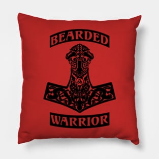 Bearded Warrior {black} Pillow