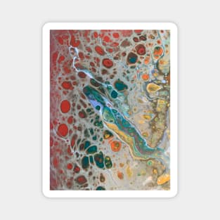 Cellular rainbow fluid acrylic pour Magnet