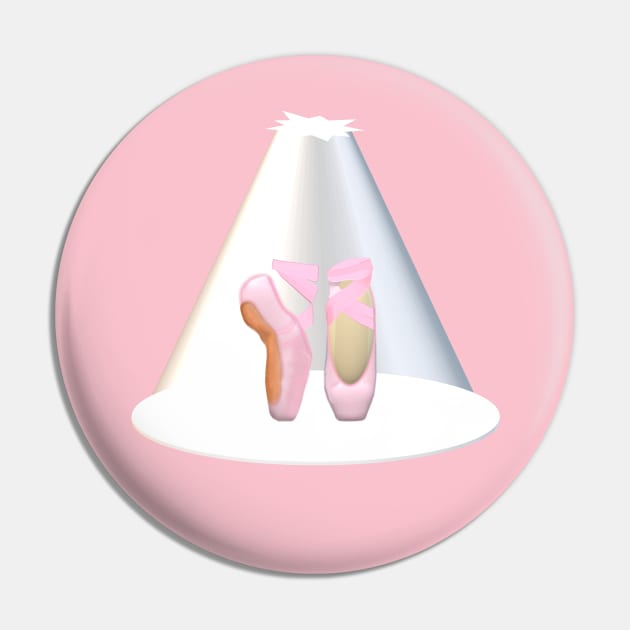 Ballet Pointe Shoes in Spotlight on Stage (Pink Background) Pin by Art By LM Designs 