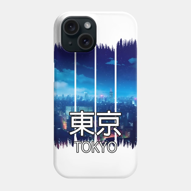 Tokyo City Sykline at Night Landscape – Anime Shirt Phone Case by KAIGAME Art