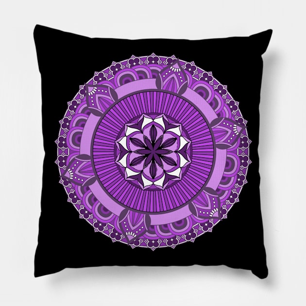 Pink Floral Mandala Pillow by Miozoto_Design