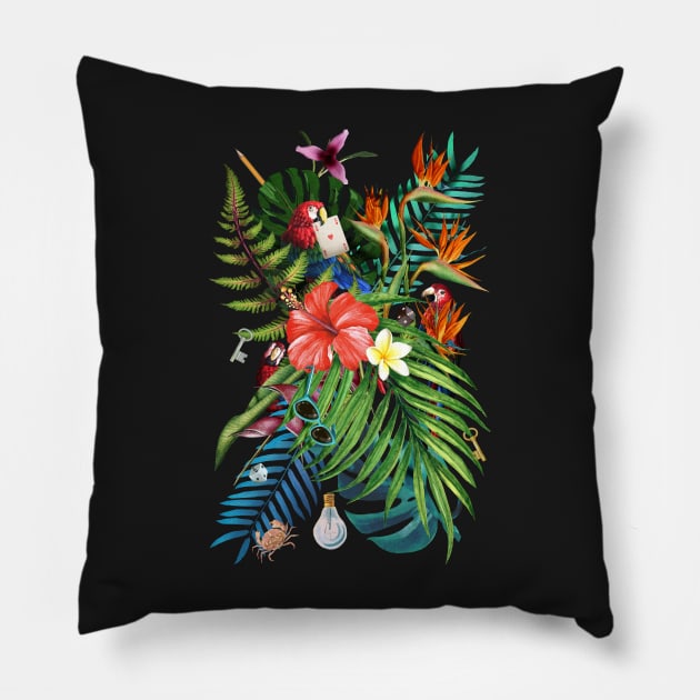 Mysterious Tropical (black) Pillow by BessoChicca