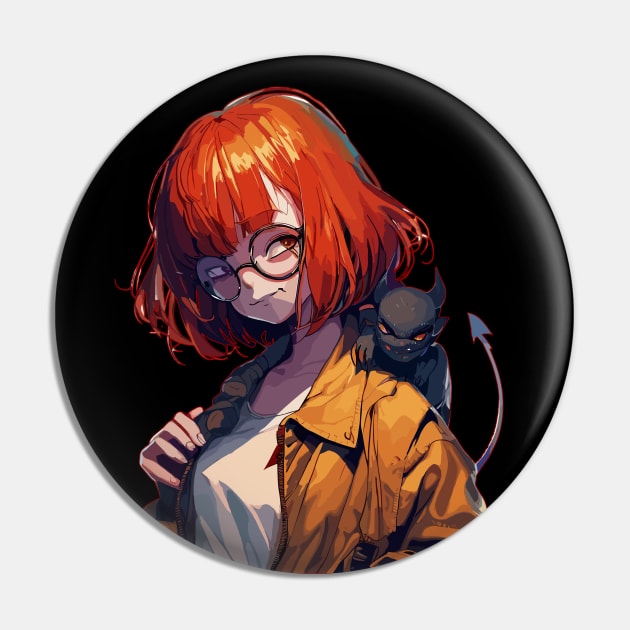 Bad girl with devil on shoulder Pin by TomFrontierArt