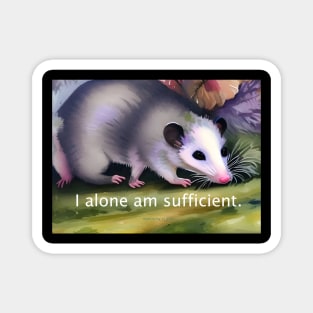 Prosperity mantra with artistic opossum for nature lovers Magnet