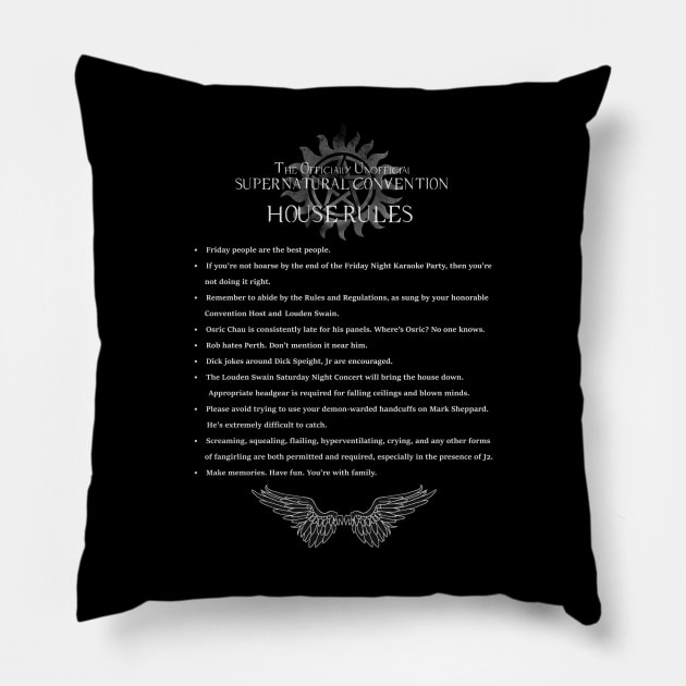 Officially Unofficial Supernatural Convention House Rules Pillow by TheTrickyOwl