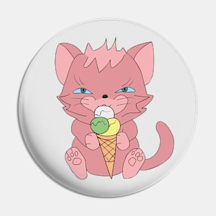 Cat with ice cream Pin