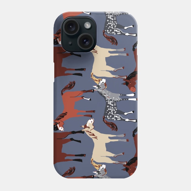 Horse pattern in dark blue Phone Case by belettelepink