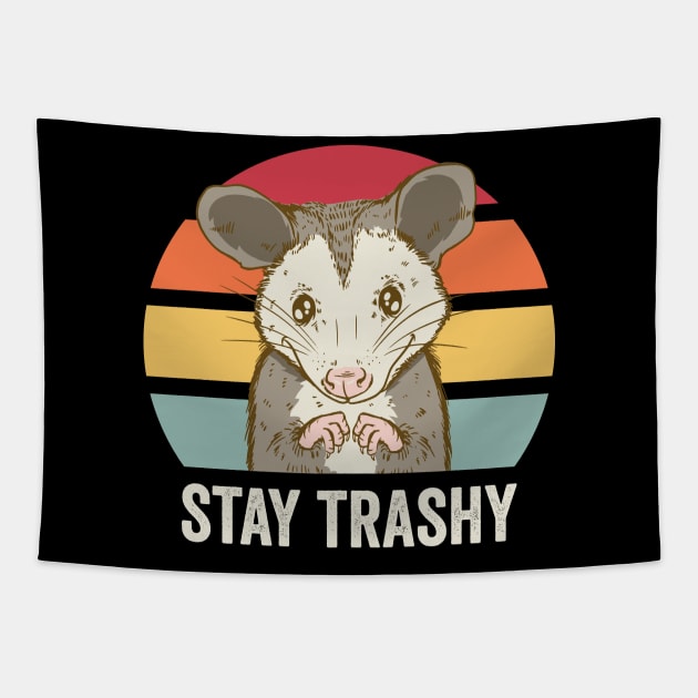 Stay Trashy Cute Possum Tapestry by Visual Vibes