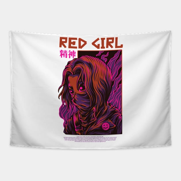 Red Girl Tapestry by brillallfarriambd