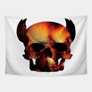 Skull with Fire Inside Tapestry