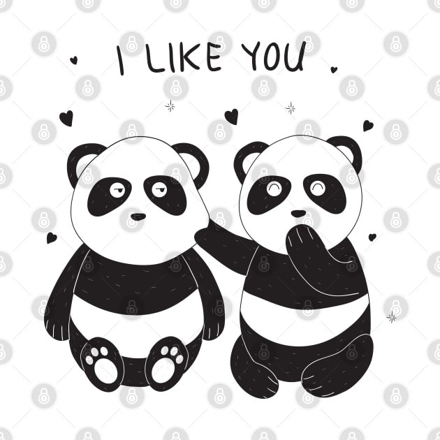 Panda Couple I Love You by Mako Design 