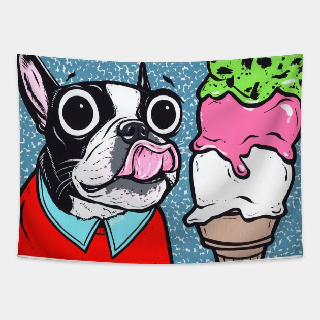 Boston Terrier Ice Cream Tapestry by turddemon