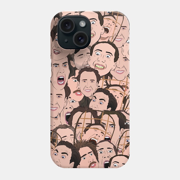Nicolas Cage All Over Phone Case by Barnyardy