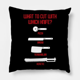 What to Cut With Which Knife Meme Chart Pillow