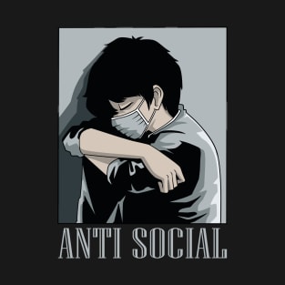 Antisocial Face Mask Japanese Aesthetic Social Distancing T-Shirt