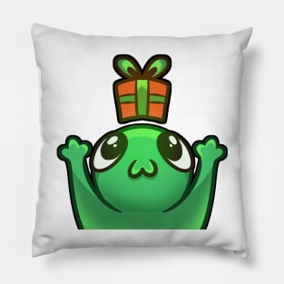 Froggie with a Christmas gift Pillow