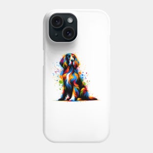 Colorful Abstract Art of a Sitting Gordon Setter Phone Case