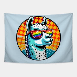 Gay Pride Cool Llama with Sunglasses Tapestry