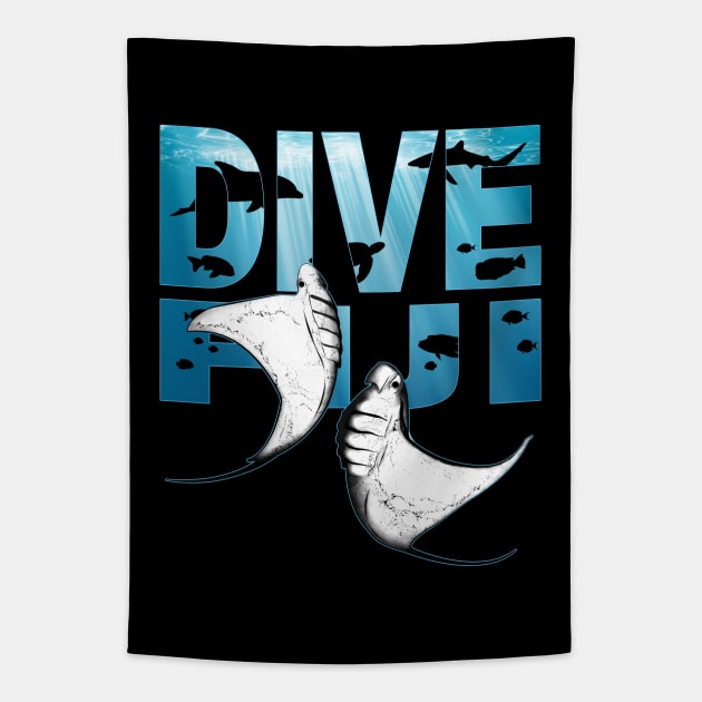 Giant Manta Ray Fiji Diving Tapestry by NicGrayTees