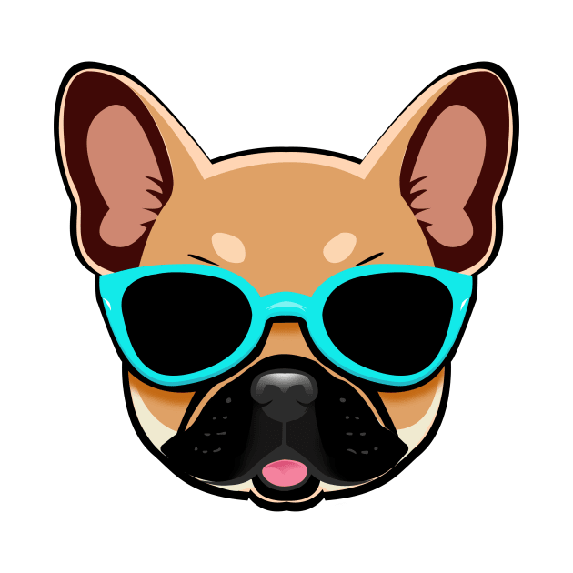 Brown French Bulldog in Blue Shades Frenchie Dog by 4U2NV-LDN