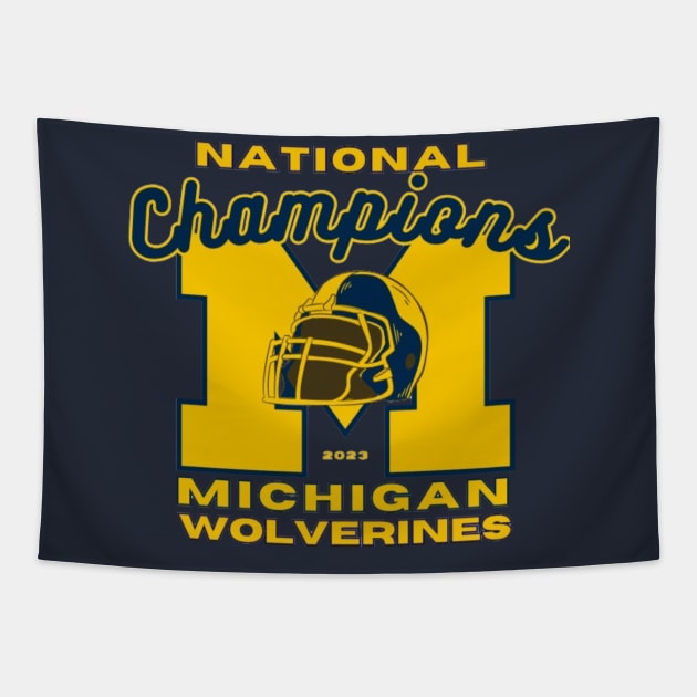 Michigan Wolverines National Champions 2023 Tapestry by Alexander S.