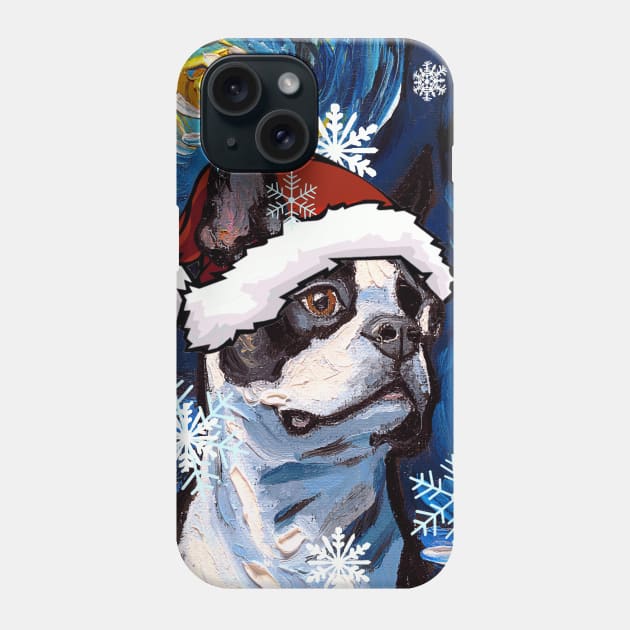 Boston Terrier Santa Phone Case by sagittariusgallery