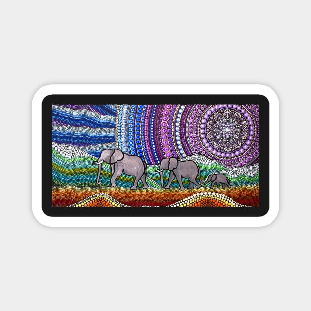 Elephant Family Magnet by Deborah Malcolm