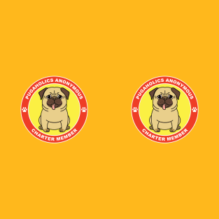 Pugaholics Anonymous Charter Member Pug Dog Lover (Yellow) T-Shirt