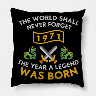 1971 The Year A Legend Was Born Dragons and Swords Design (Light) Pillow